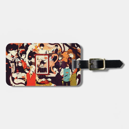 Étiquette À Bagage Humour vintage multi-humain (Devant horizontal)