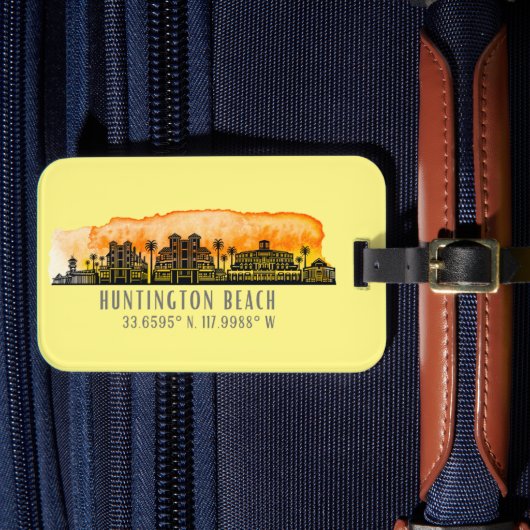 Étiquette À Bagage Huntington Beach City Silhouette (Insitu Rectoal 4)