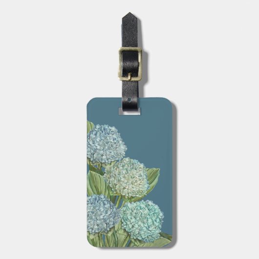 Étiquette À Bagage Hydrangée bleue (Devant Vertical)
