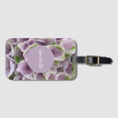 Étiquette À Bagage Hydrangée verte pâle et mauve (Devant Horizontal)