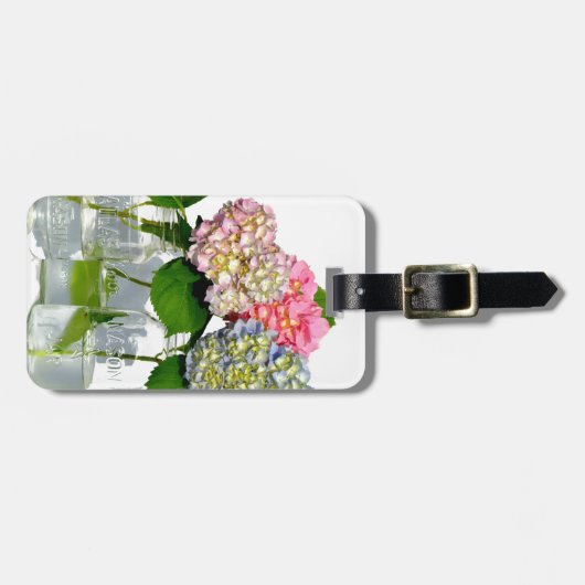 Étiquette À Bagage hydrangées et jarre de mason (Devant horizontal)