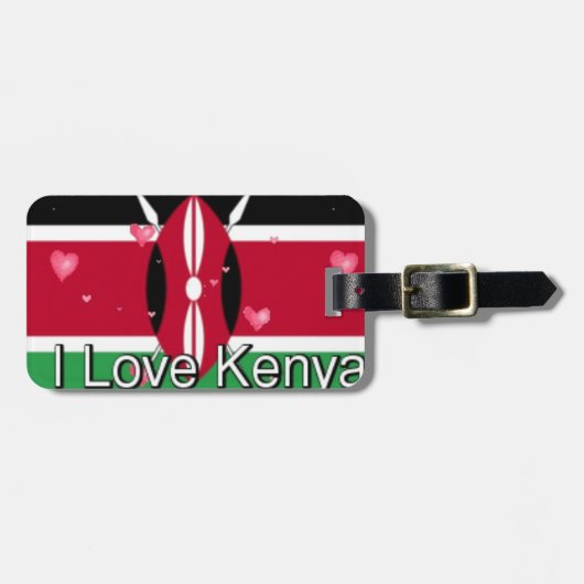 Étiquette À Bagage I Love ! Kenya Hakuna Matata flag image (Devant horizontal)