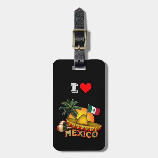 Étiquette À Bagage I Love Mexico (Devant Vertical)