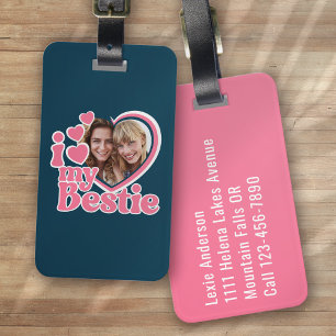 Étiquette À Bagage I Love My Bestie Heart Photo