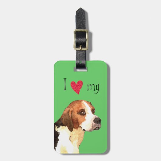 Étiquette À Bagage I Love my English Foxhound (Devant Vertical)