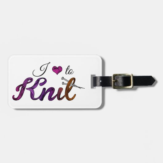 Étiquette À Bagage I love to Knit (Devant horizontal)