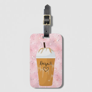 Étiquette À Bagage Iced Coffee Bling Pink