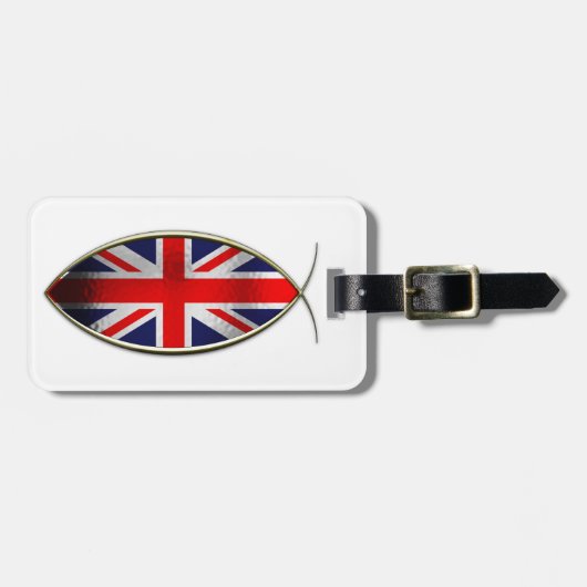 Étiquette À Bagage Ichthus - drapeau britannique (Devant horizontal)