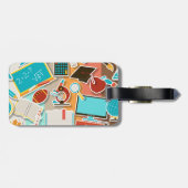 Étiquette À Bagage Icônes d'équipement scolaire (Dos horizontal)