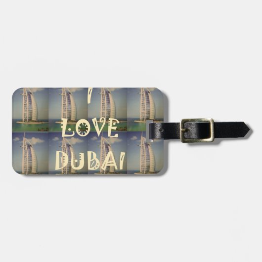 Étiquette À Bagage Iconic Dubai : "I Love Dubai" Vector Graphisme (Devant horizontal)