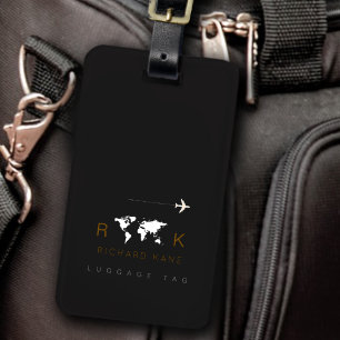 Étiquette À Bagage Identificateur élégant des bagages noir et blanc a