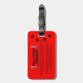 Étiquette À Bagage Identification de chien personnalisée par alerte (Dos Vertical)