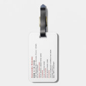 Étiquette À Bagage Identification Médicale de secours (Dos Vertical)