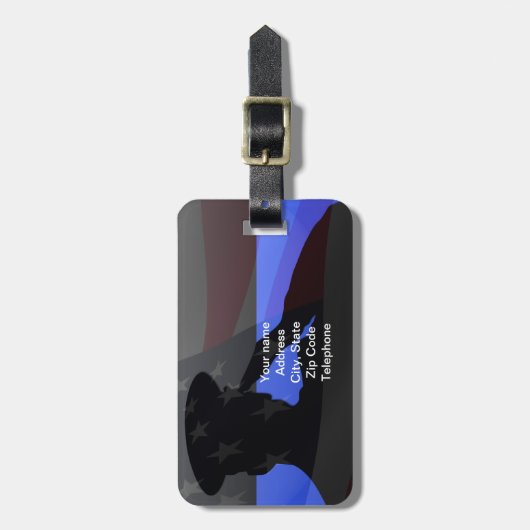 Étiquette À Bagage Identification mince de bagage de Blue Line (Devant Vertical)