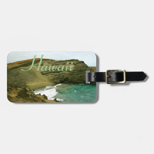 Étiquette À Bagage Identification verte de bagages de plage de sable (Devant horizontal)