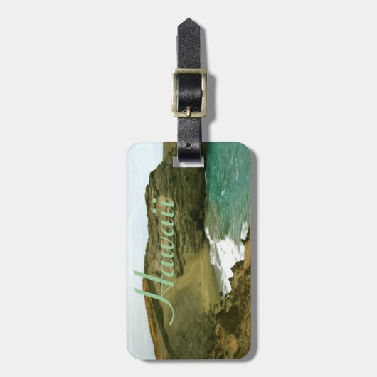 Étiquette À Bagage Identification verte de bagages de plage de sable (Devant Vertical)