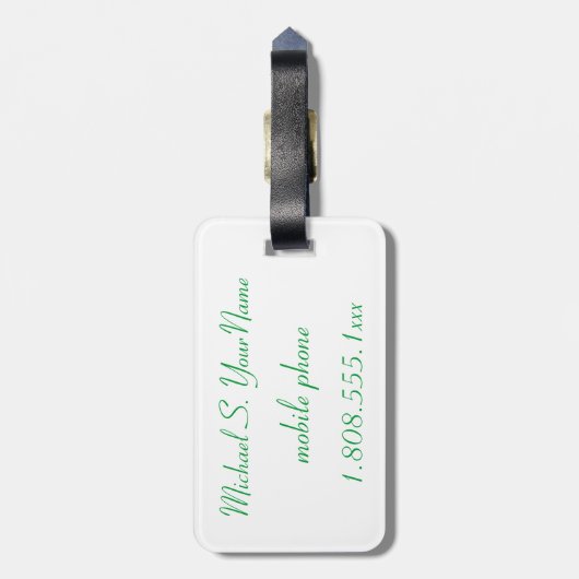 Étiquette À Bagage Identification verte de bagages de plage de sable (Dos Vertical)