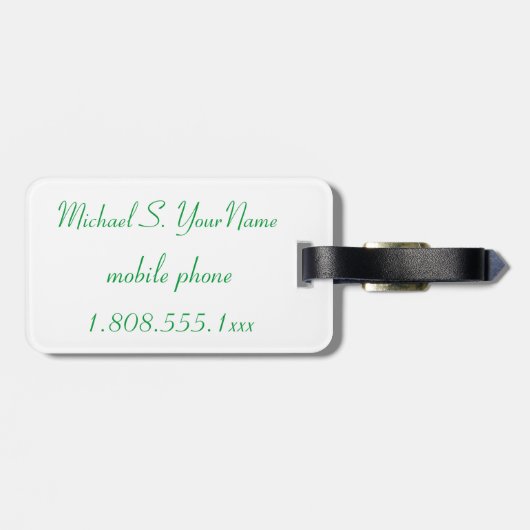 Étiquette À Bagage Identification verte de bagages de plage de sable (Dos horizontal)