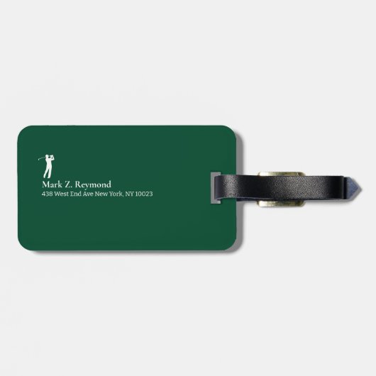 Étiquette À Bagage Identify Golfer Belongings Green  (Dos horizontal)