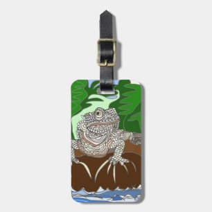 Étiquette À Bagage Iguana sur un rocher