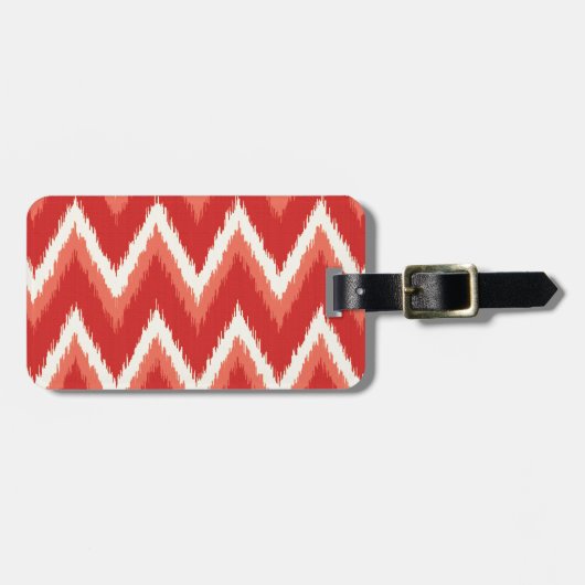 Étiquette À Bagage Ikat Chevron Stripes - Rust Orange et Blanc (Devant horizontal)