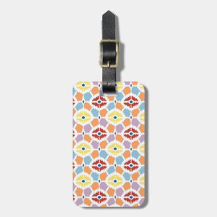 Étiquette À Bagage Ikat coloré de diamants géométrique
