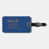 Étiquette À Bagage Ile moderne Tropical Check Bleu Blanc (Dos horizontal)