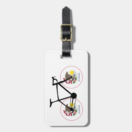 Étiquette À Bagage Illinois Flag Cycling (Devant Vertical)