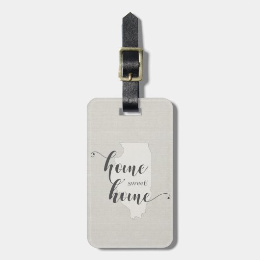 Étiquette À Bagage Illinois - Home Sweet Home Burlap look (Devant Vertical)
