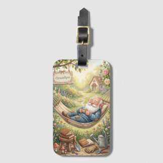 Étiquette À Bagage Illustration aquarelle cosy d'un gnome endormi