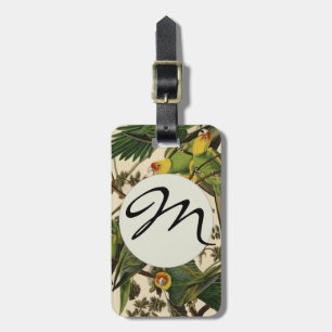 Étiquette À Bagage Illustration Audubon Carolina Parrot Bird