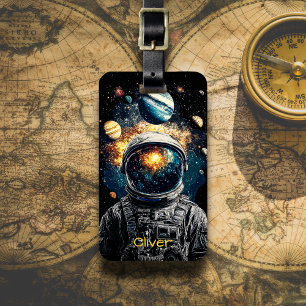 Étiquette À Bagage Illustration cosmique d'astronaute et de planètes