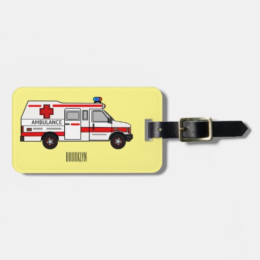 Étiquette À Bagage Illustration d'ambulance (Devant horizontal)
