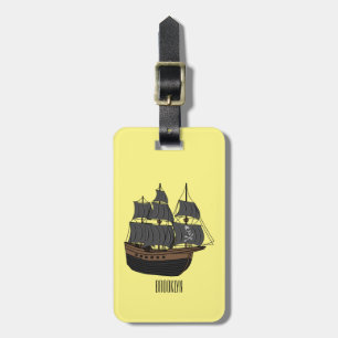 Étiquette À Bagage Illustration de bateau pirate