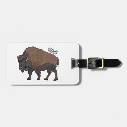 Étiquette À Bagage Illustration de bison (Devant horizontal)