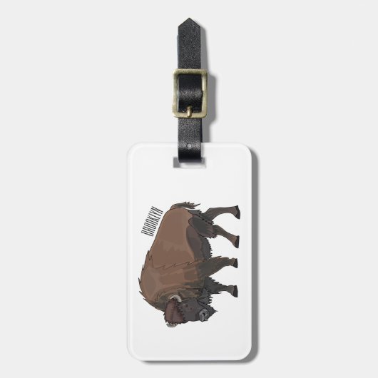 Étiquette À Bagage Illustration de bison (Devant Vertical)