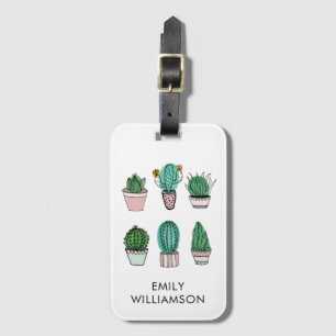 Étiquette À Bagage Illustration de cactus et de plantes succulentes a