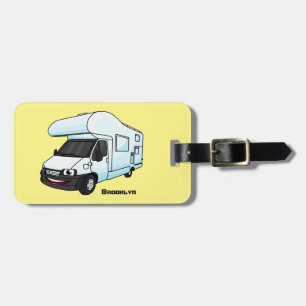 Étiquette À Bagage Illustration de caravane de camping-car joyeuse en