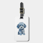 Étiquette À Bagage Illustration de chien en patchwork de denim mignon (Devant Vertical)