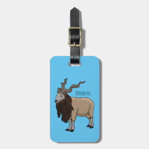 Étiquette À Bagage Illustration de dessin animé de chèvre markhor