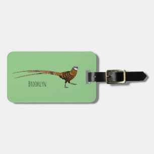 Étiquette À Bagage illustration de dessin animé d'oiseau faisan de Re