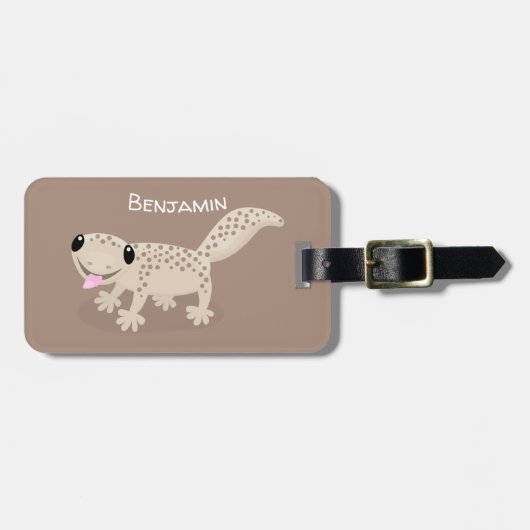 Étiquette À Bagage Illustration de gecko tan tan mignon (Devant horizontal)