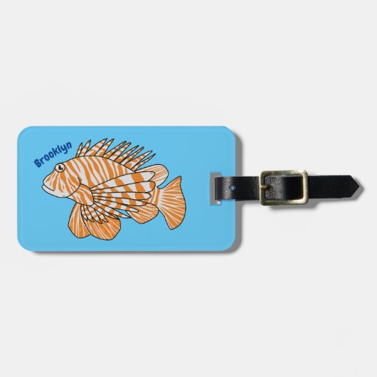 Étiquette À Bagage Illustration de Happy lionfish (Devant horizontal)