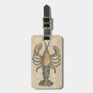 Étiquette À Bagage Illustration de homard vintage : damas côtier