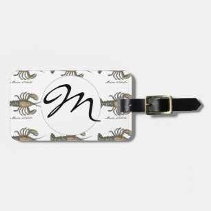 Étiquette À Bagage Illustration de homard vintage : damas côtier