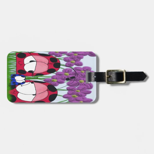 Étiquette À Bagage Illustration de la famille Ladybug mignonne (Devant horizontal)