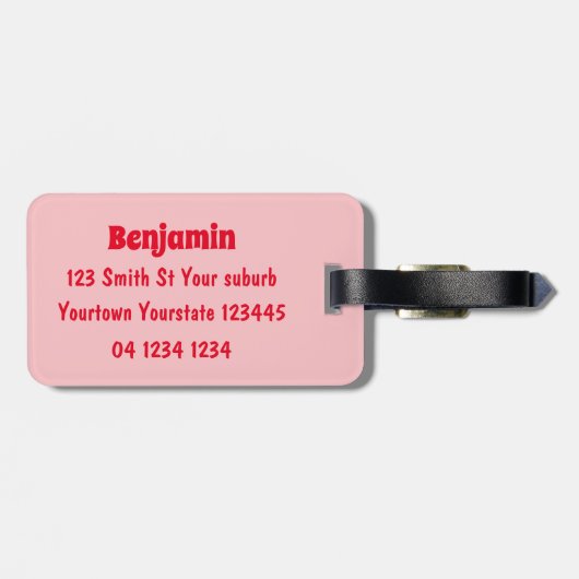 Étiquette À Bagage Illustration de la fraise Cute kawaii (Dos horizontal)