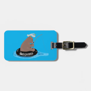 Étiquette À Bagage Illustration de la pêche de l'ourson mou