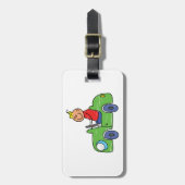 Étiquette À Bagage Illustration de la voiture verte pour enfants (Devant Vertical)