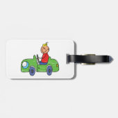 Étiquette À Bagage Illustration de la voiture verte pour enfants (Dos horizontal)